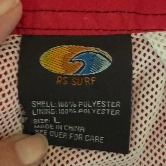 H-25 Men’s RS Surf Red Gray & White Floral Side Seam Summer Swim Board Shorts - Picture 8 of 10